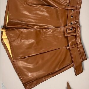 DO+BE Tan and Brown Faux Leather Skirt